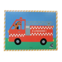 Affiche enfant chien et camion pompier - Croquette