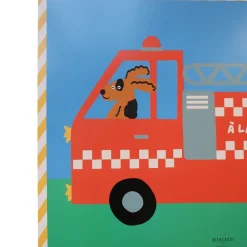 Affiche enfant chien et camion pompier - Croquette