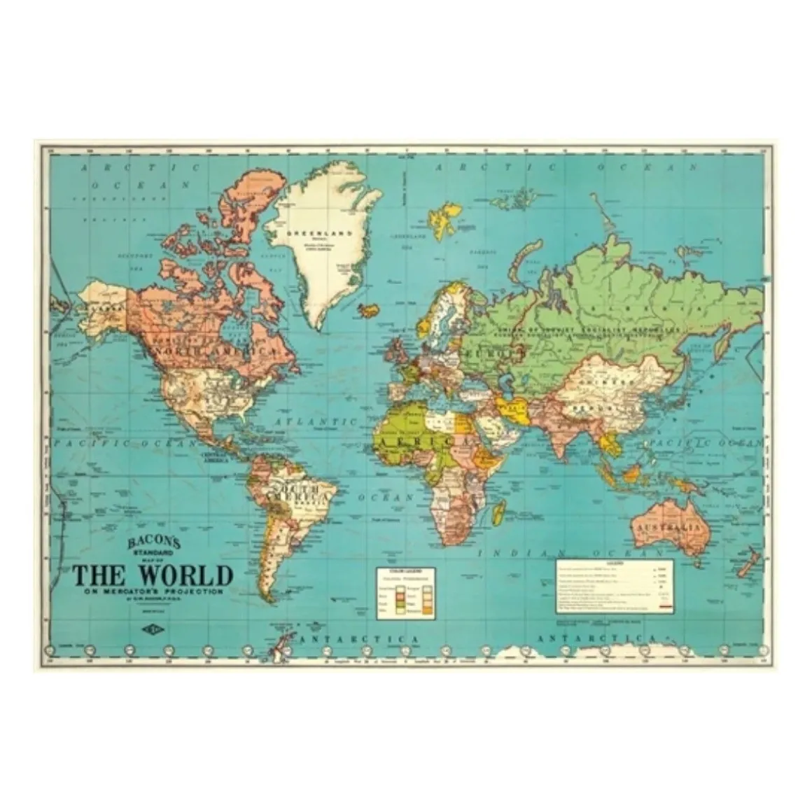Affiche vintage carte du monde