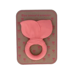 Anneau de dentition nœud ruban rose