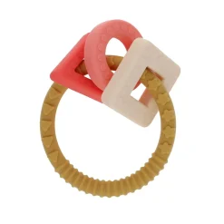 Anneau de dentition silicone rose et moutarde