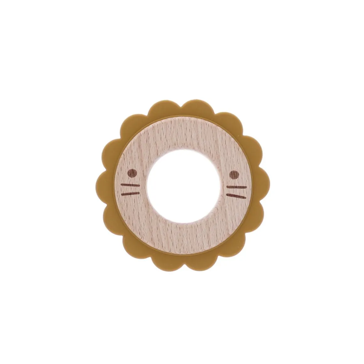 Anneau dentaire Lion jaune moutarde
