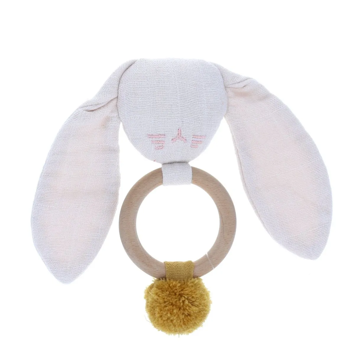 Anneau hochet lapin rose pâle