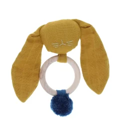 Anneau lapin jaune moutarde