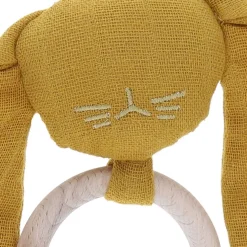 Anneau lapin jaune moutarde