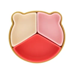 Assiette à compartiments en silicone rose