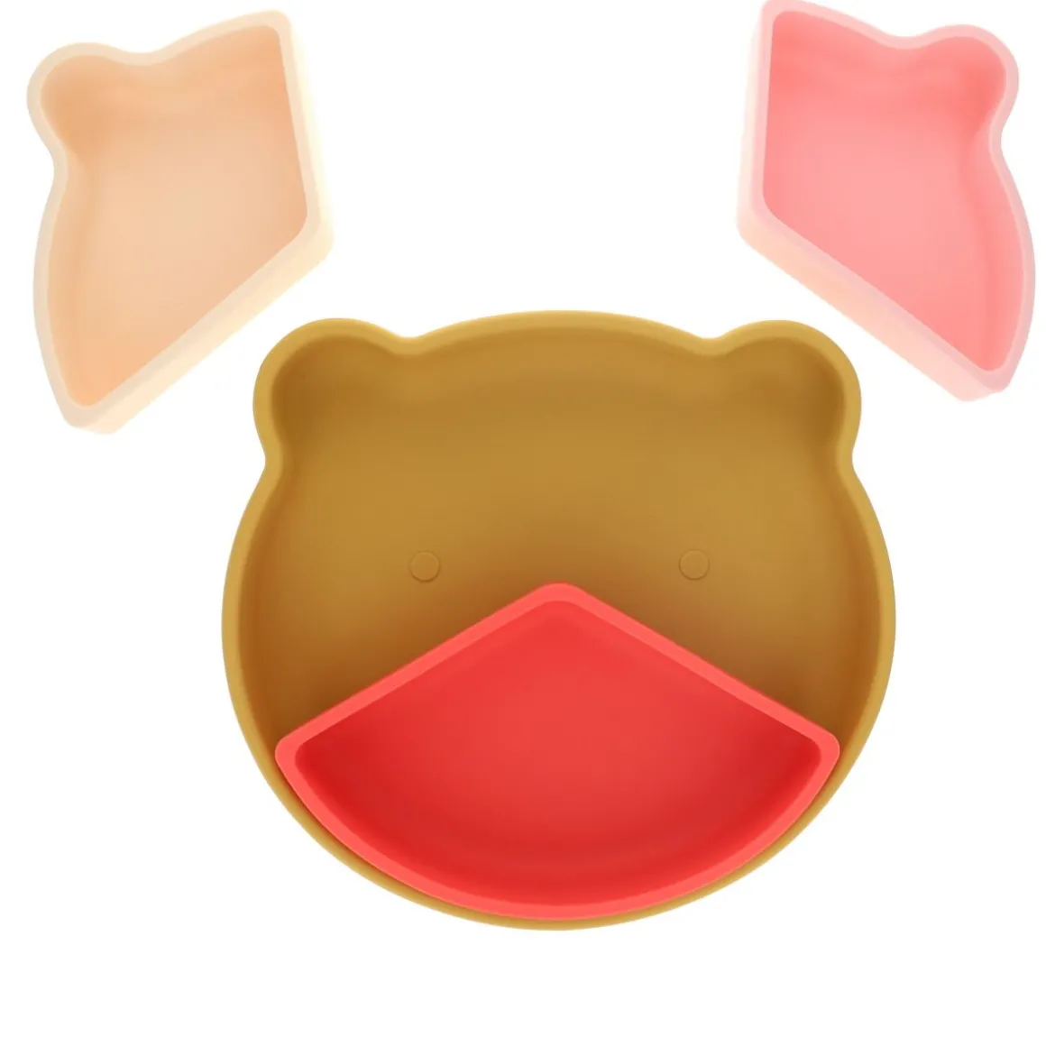 Assiette à compartiments en silicone rose