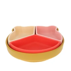Assiette à compartiments en silicone rose