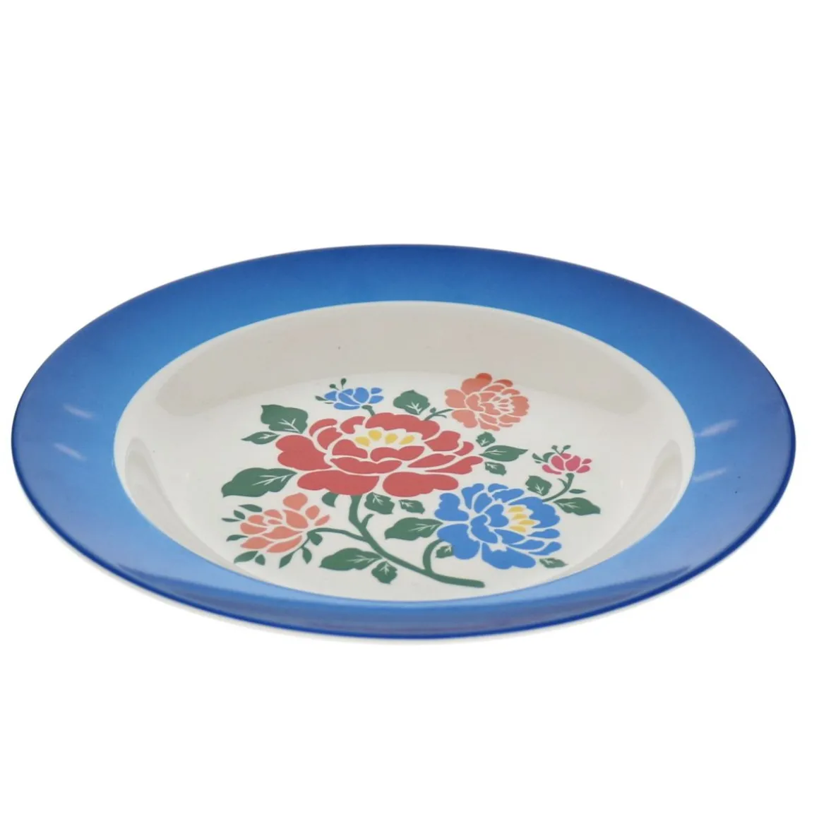 Assiette à fleurs en mélamine bleue Polka Folk