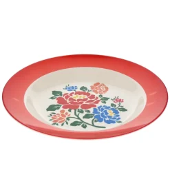 Assiette à fleurs en mélamine rouge Polka Folk