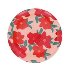 Assiette à fleurs rouge en mélamine