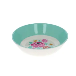 Assiette creuse en mélamine à fleurs turquoises Datcha