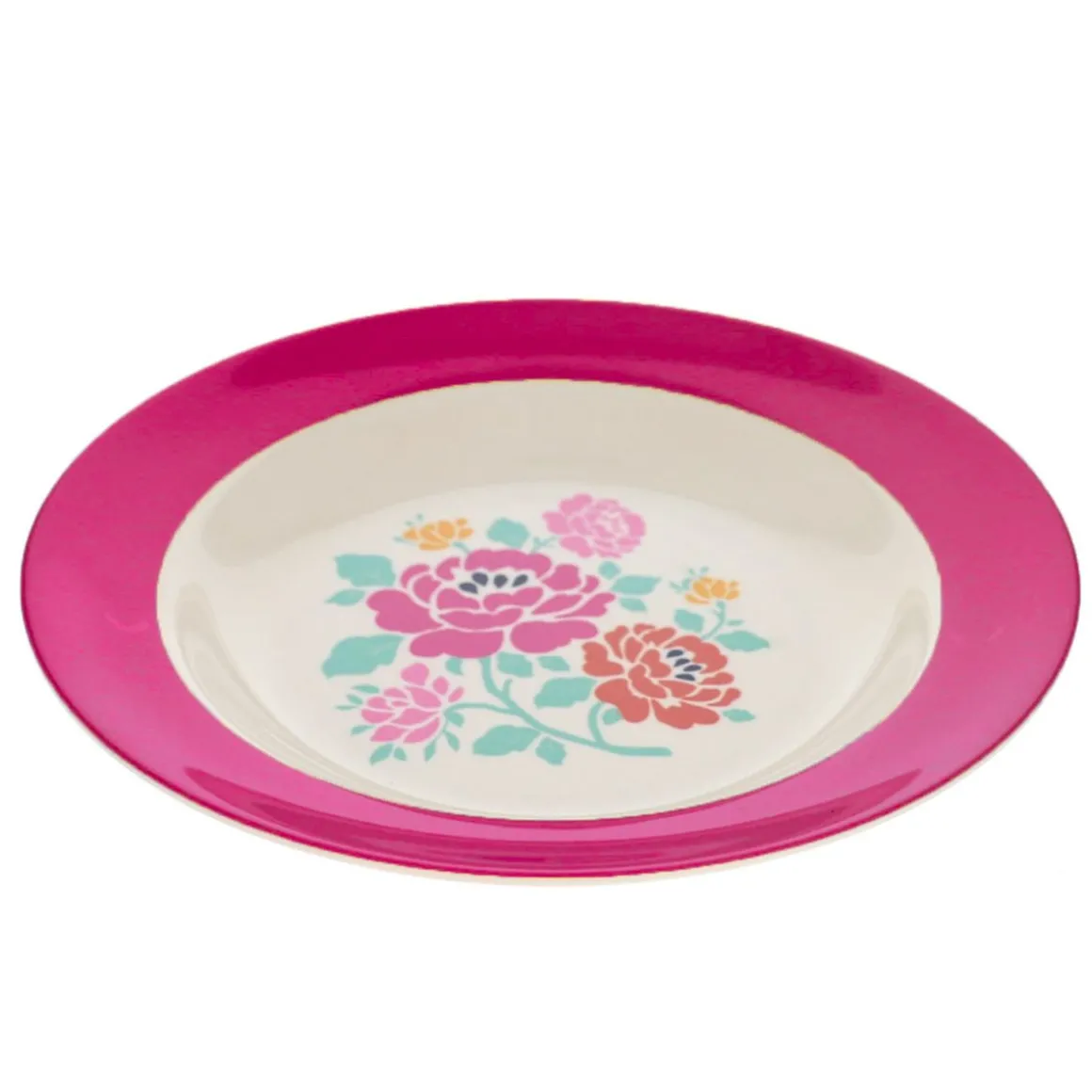 Assiette en mélamine à fleurs roses Datcha
