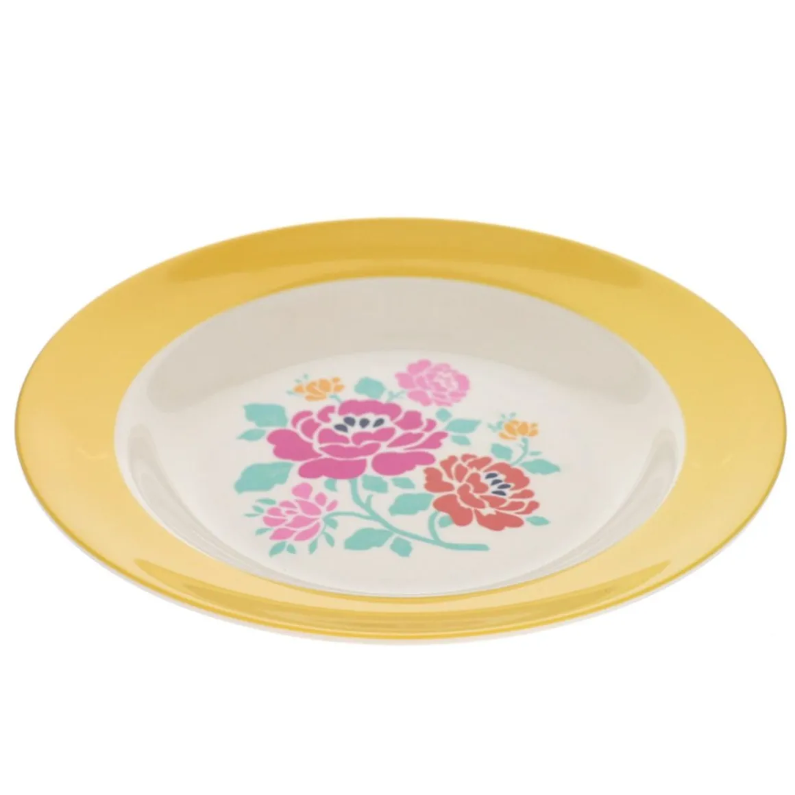 Assiette en mélamine à fleurs jaunes Datcha