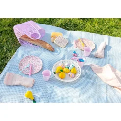 Assiette mélamine jaune à fleurs