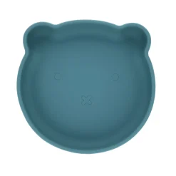 Assiette ours silicone bleu ciel