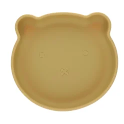 Assiette ours silicone jaune moutarde
