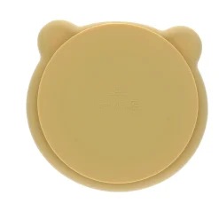 Assiette ours silicone jaune moutarde