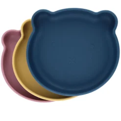 Assiette ours silicone jaune moutarde