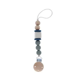 Attache tétine bleue et gris silicone