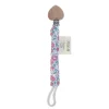 Attache tétine cœur fleurs roses