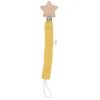 Attache tétine gaze de coton jaune moutarde
