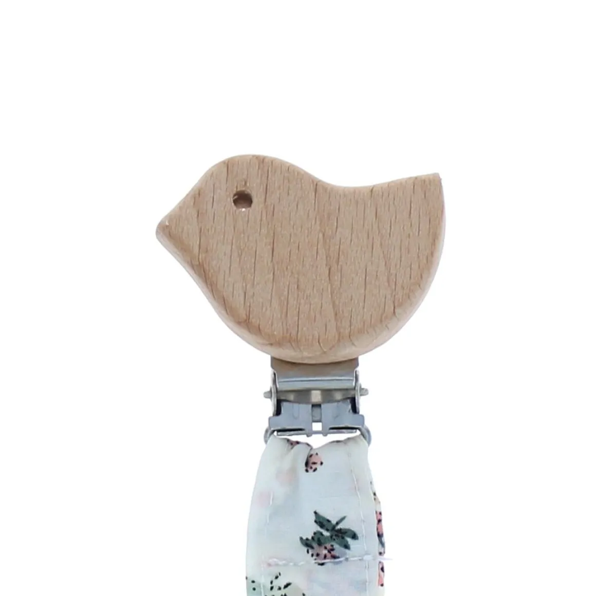 Attache tétine oiseau fleurs