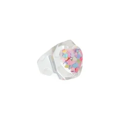 Bague cœur confettis multicolores
