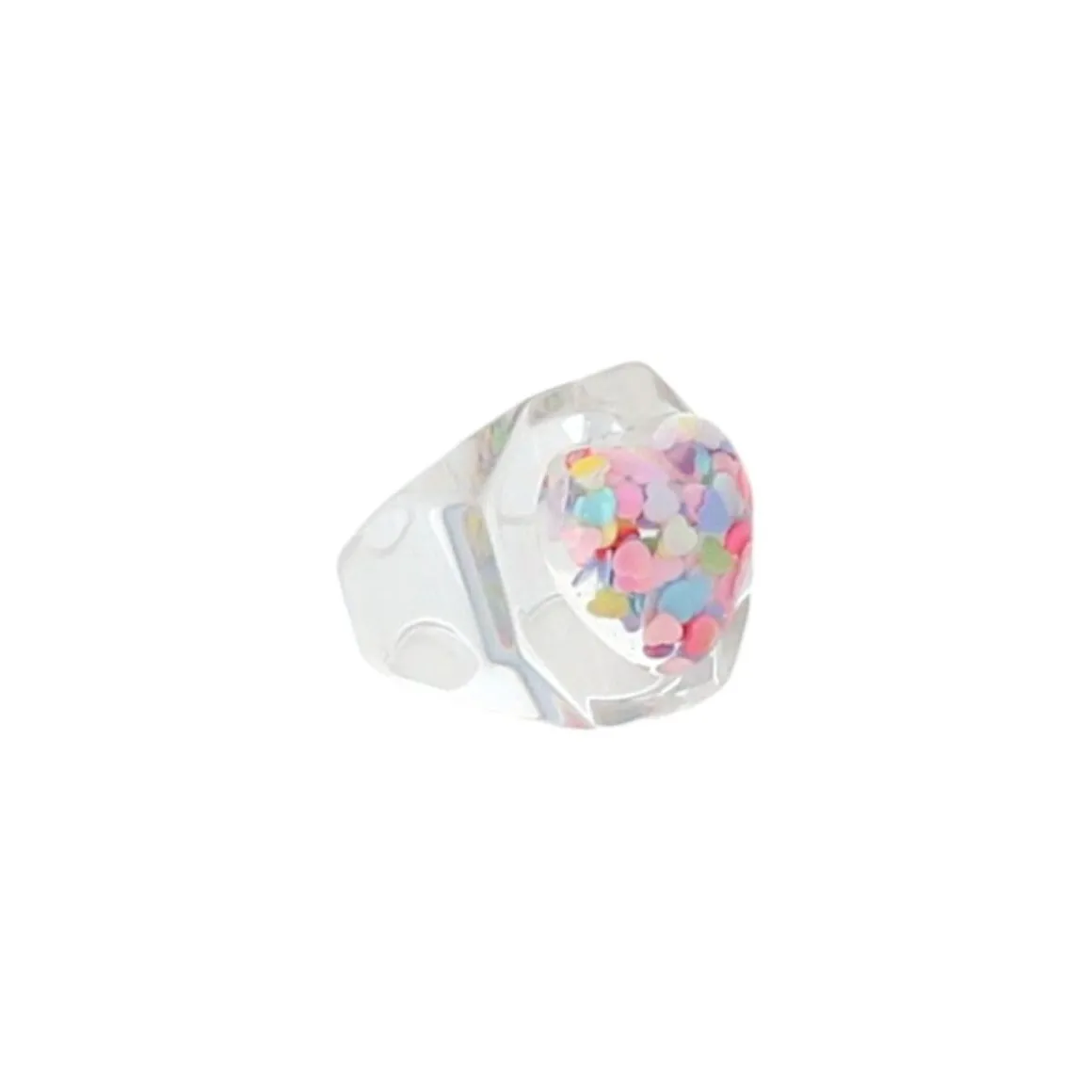 Bague cœur confettis multicolores