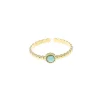 Bague dorée pierre calcedoine aqua