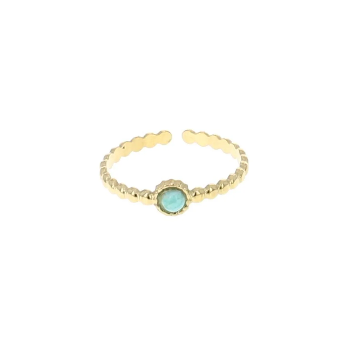 Bague dorée pierre calcedoine aqua