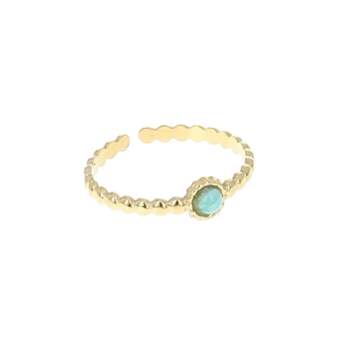 Bague dorée pierre calcedoine aqua