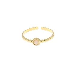 Bague dorée pierre Quartz rose