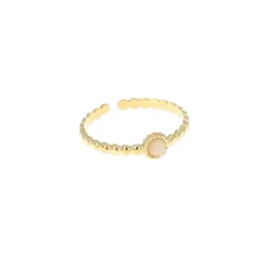 Bague dorée pierre Quartz rose
