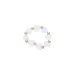 Bague en perles dorées et cœurs nacrés