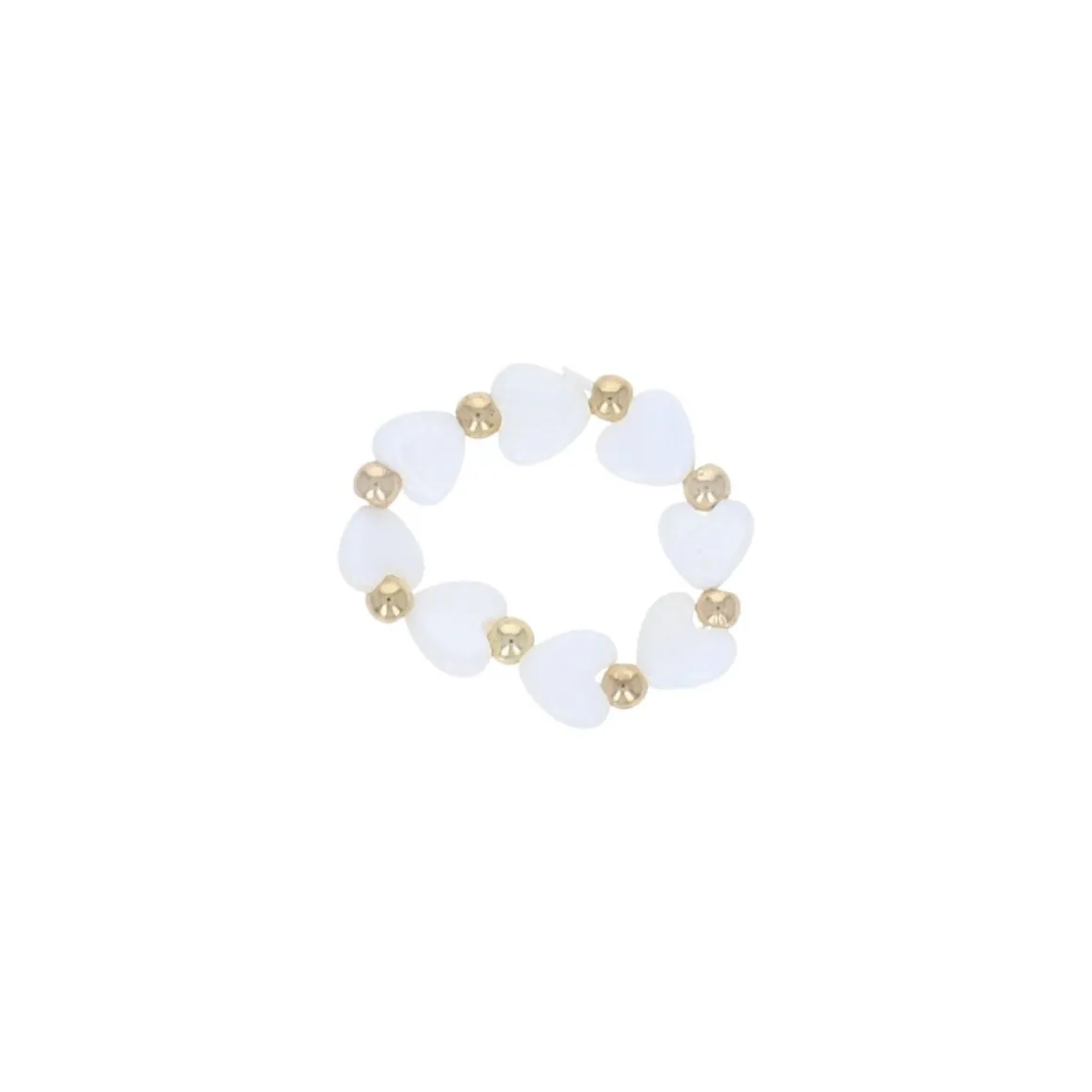 Bague en perles dorées et cœurs nacrés