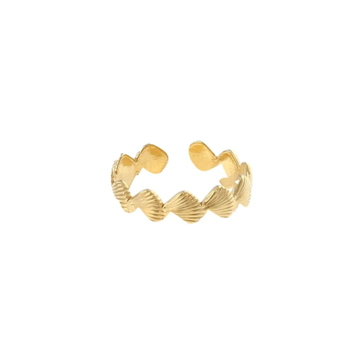 Bague rangée de coquillages dorés