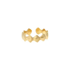 Bague rangée de coquillages dorés