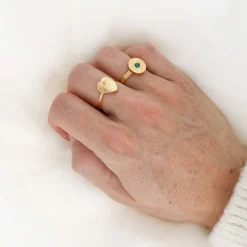 Bague Soleil Acier Doré