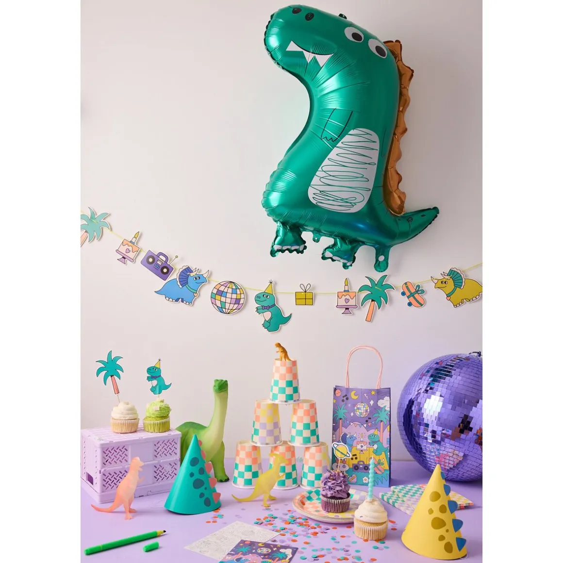 Ballon vert et doré Dinosaure