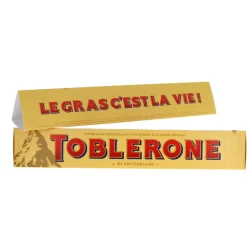 Barre chocolatée Toblerone "Le gras c'est la vie"