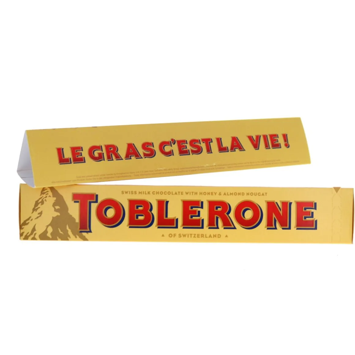 Barre chocolatée Toblerone "Le gras c'est la vie"