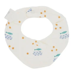 Bavoir bandana écru poissons - Ma bonne étoile