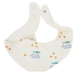 Bavoir bandana écru poissons - Ma bonne étoile