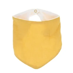 Bavoir bandana en gaze de coton jaune miel
