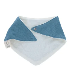 Bavoir bandana en gaze de coton bleu