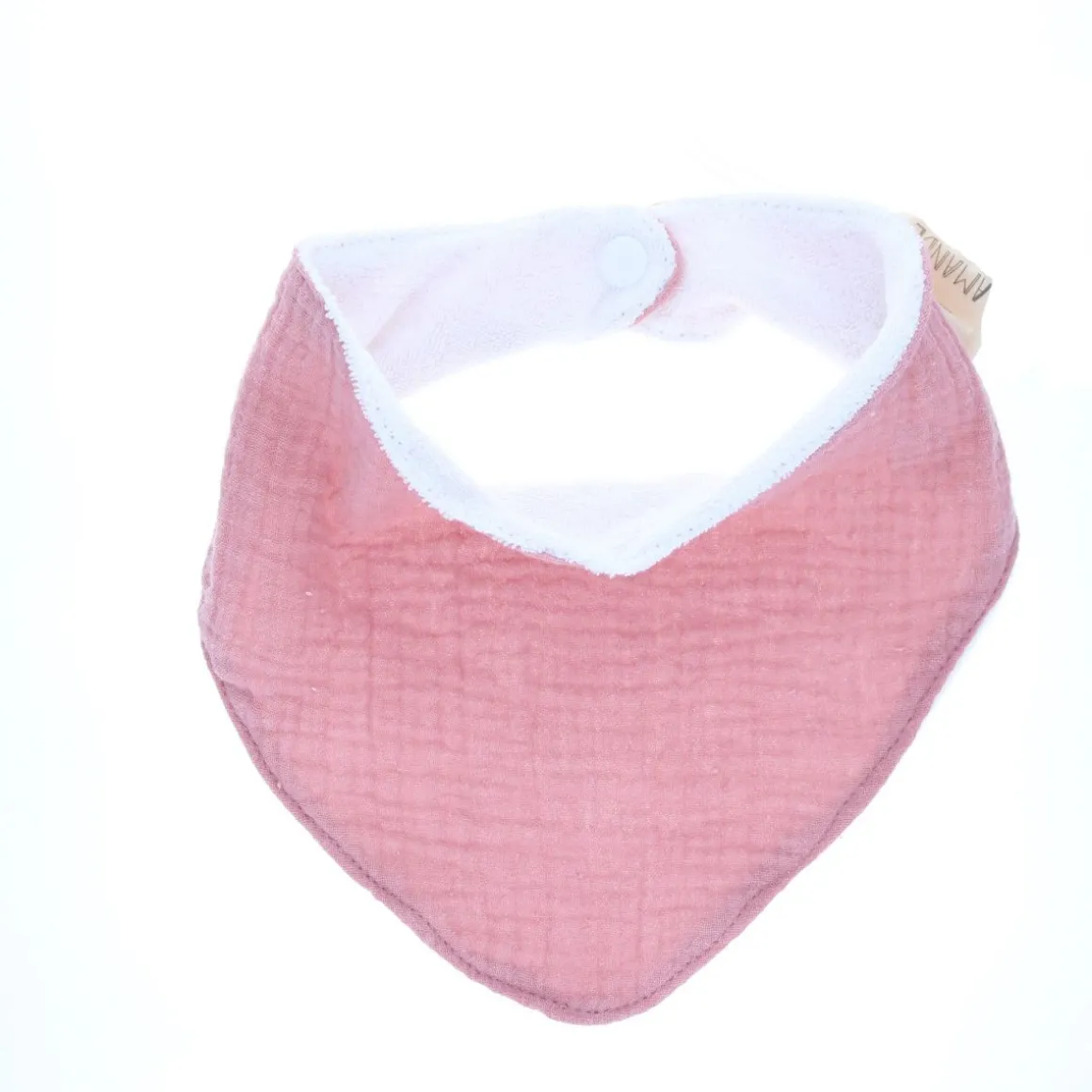 Bavoir bandana gaze de coton rose pâle