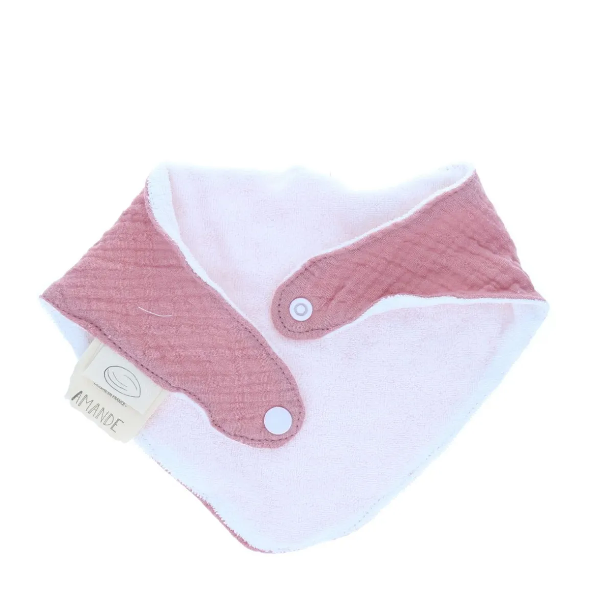 Bavoir bandana gaze de coton rose pâle