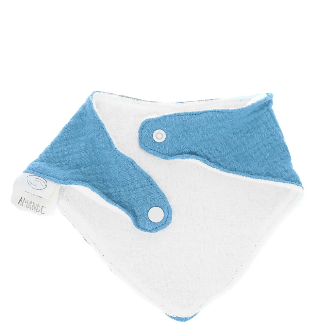 Bavoir bandana gaze de coton bleu gris