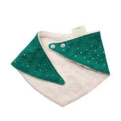 Bavoir bandana éponge broderie verte - Folk d'été